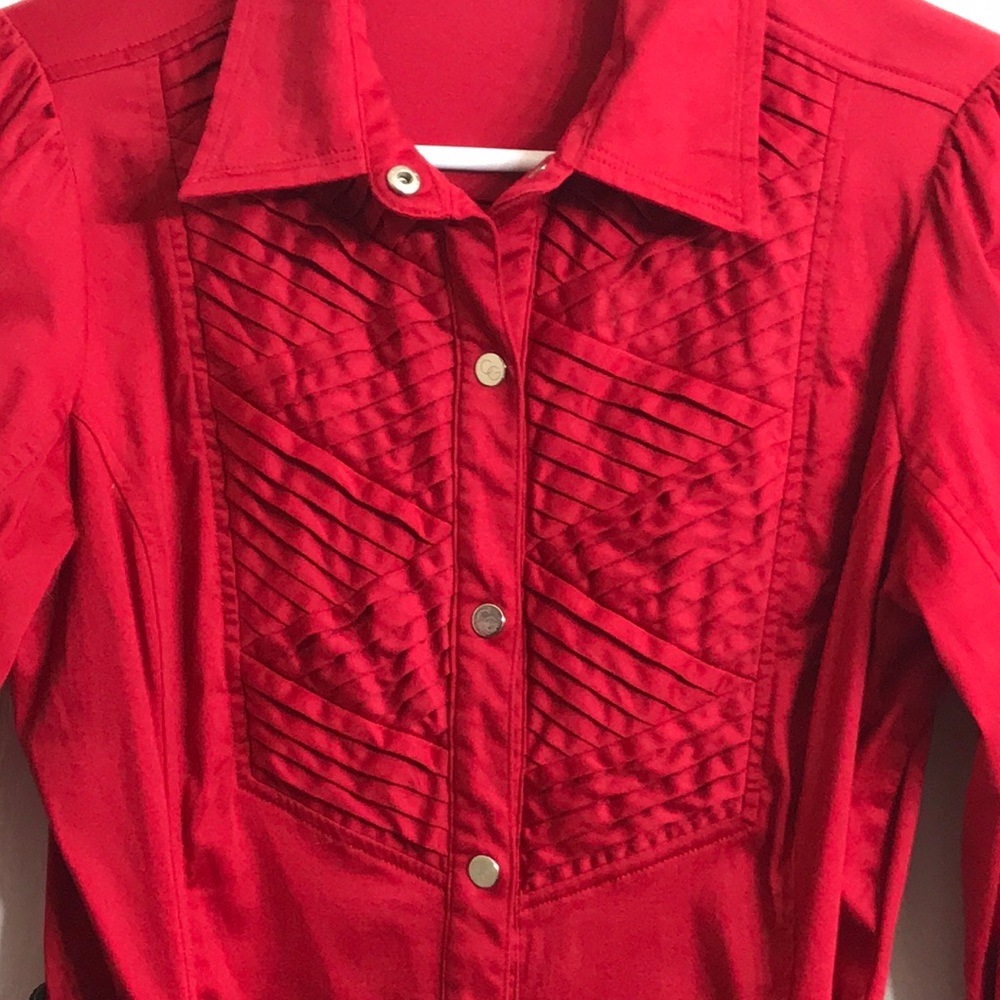 COOGI Button Down Shirt Dress with Elastic Belt - Picture 2 of 8